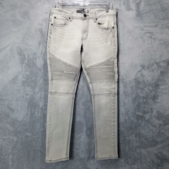 Denim Jeans Mens 32×32 Gray Skinny Slim Straight - Picture 1 of 11